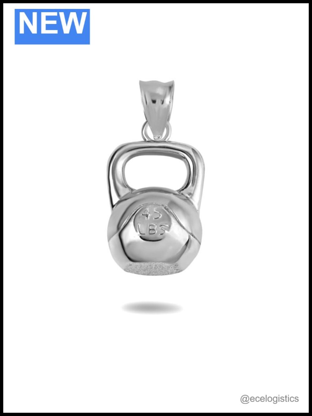 Kettlebell Weightlifting Pendant Necklace 925 Sterling Silver